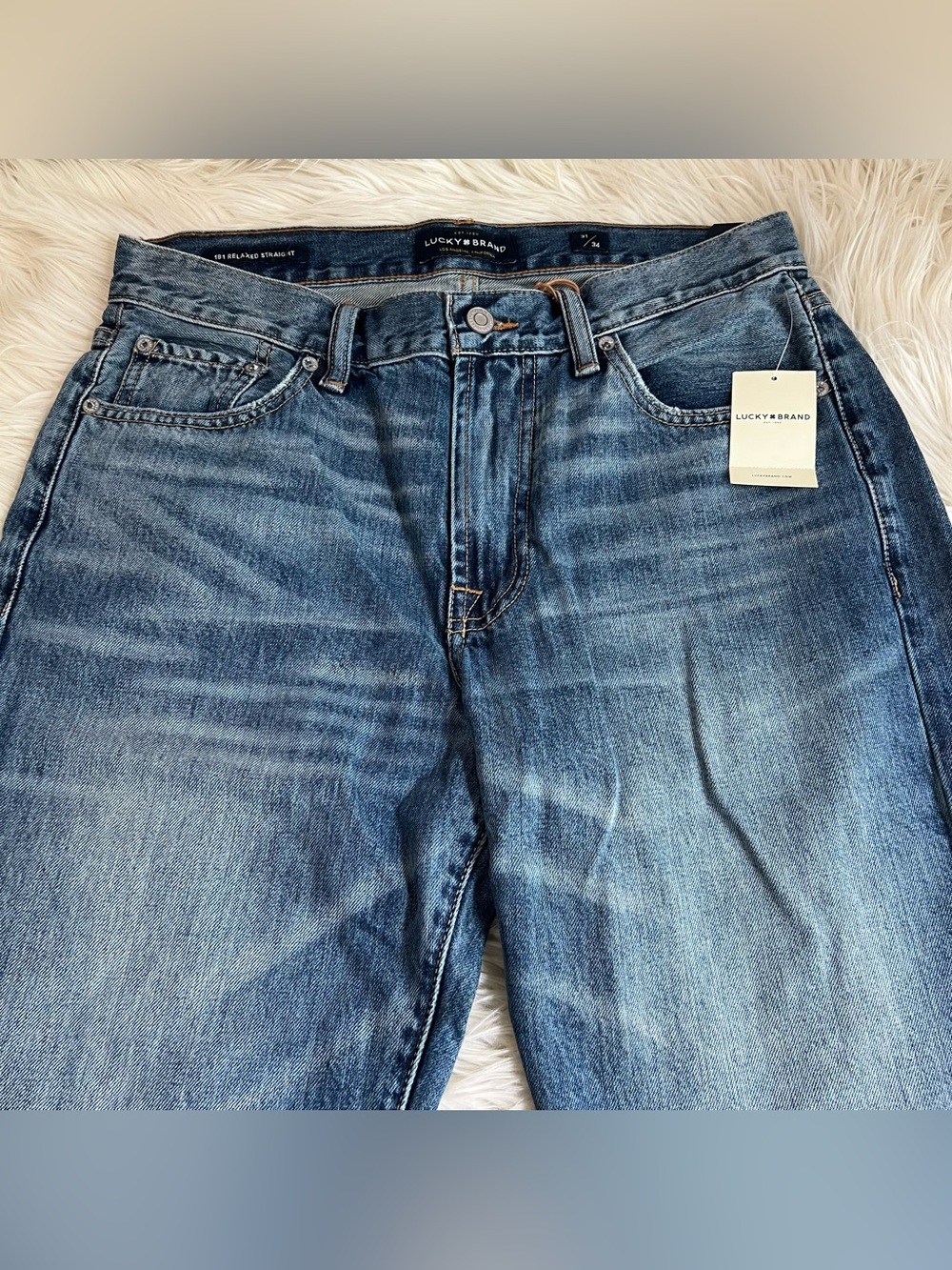 Lucky Brand 181 Relaxed Jeans Mens 31x34 Blue Medium Wash Stretch Denim Straight - Picture 2 of 9